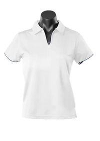 Aussie Pacific Ladies Yarra Polo Shirt 2302 Casual Wear Aussie Pacific White/Navy 16-18 