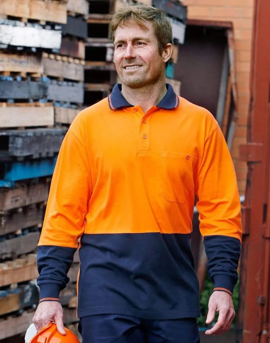Cotton Jersey two tone Long Sleeve Safety Polo SW36 Metro Workwear.