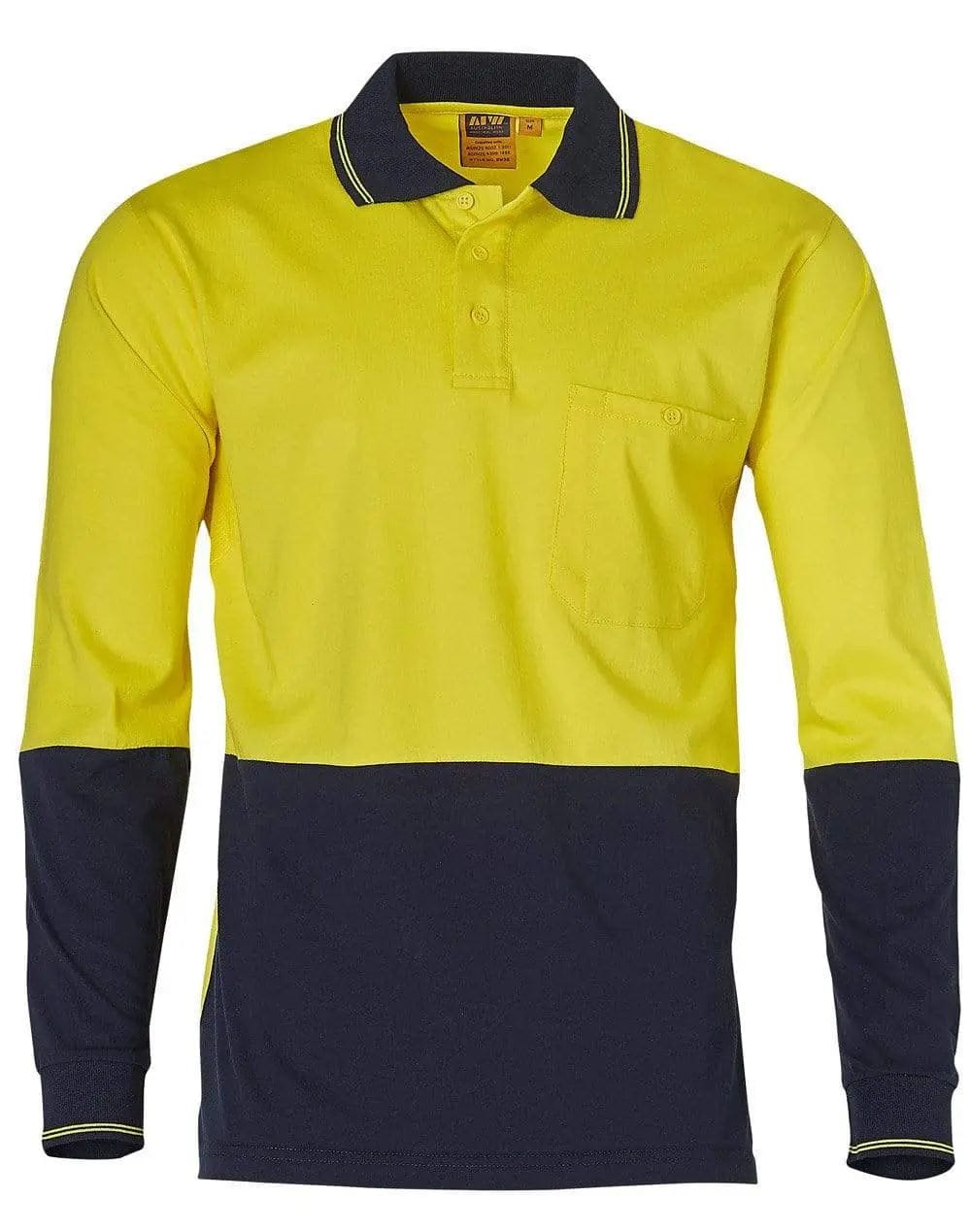 Cotton Jersey two tone Long Sleeve Safety Polo SW36