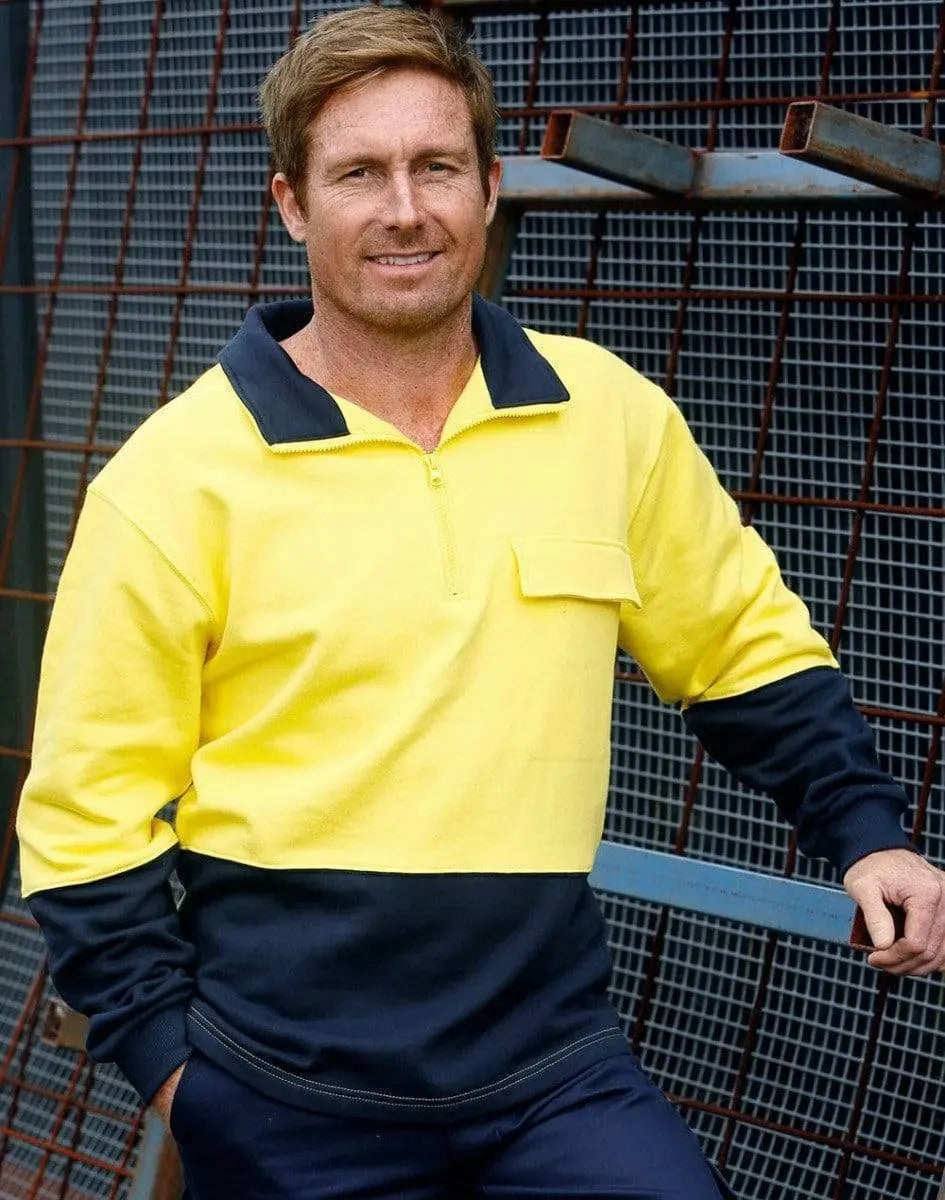 Hi-vis Two Tone Cotton Fleecy Sweat  SW47 Metro Workwear.