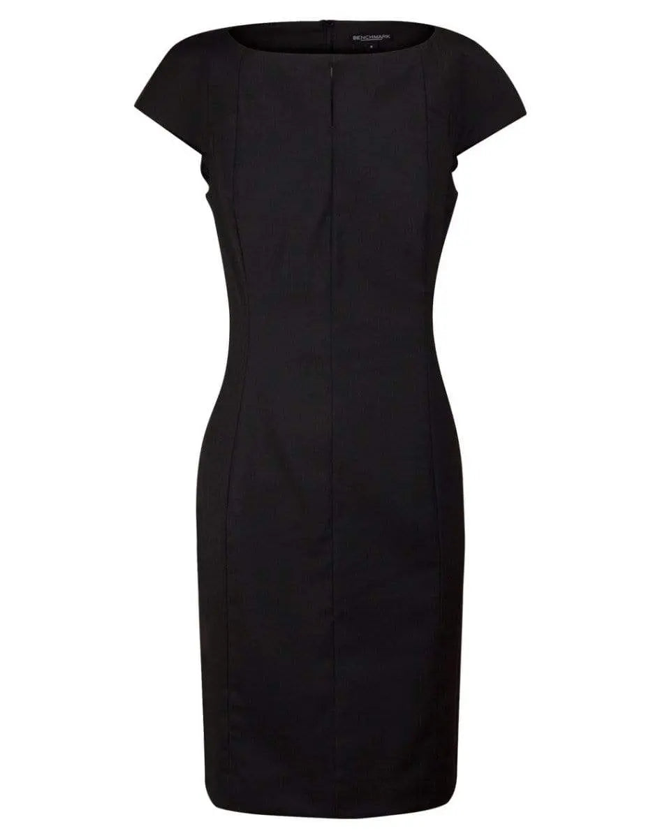 BENCHMARK Ladies’ Wool Blend Stretch Cap Sleeve Dress M9281 Metro Workwear.