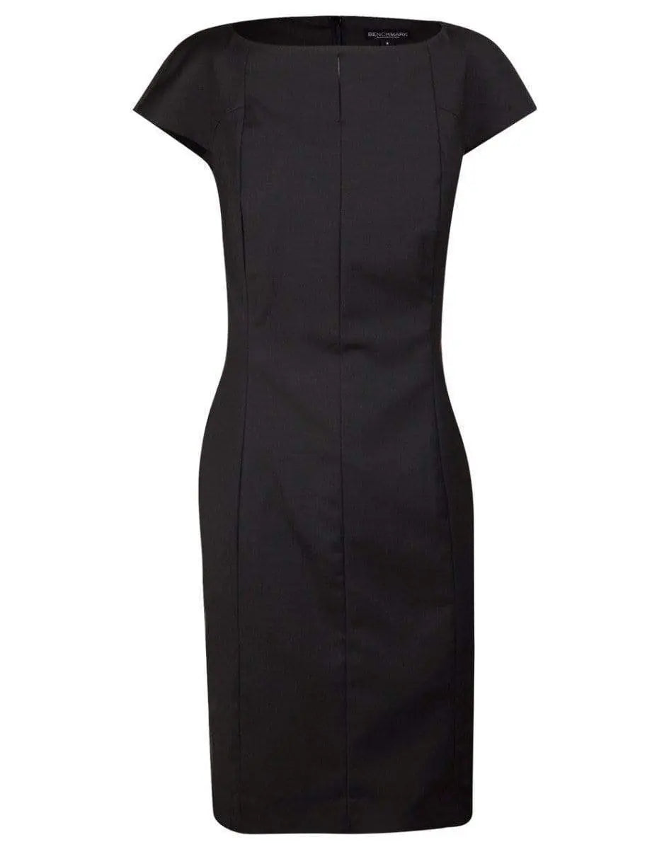 BENCHMARK Ladies’ Wool Blend Stretch Cap Sleeve Dress M9281 Metro Workwear.