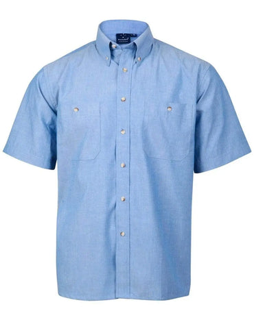BENCHMARK Men's Chambray Short Sleeve BS03S Metro Workwear.