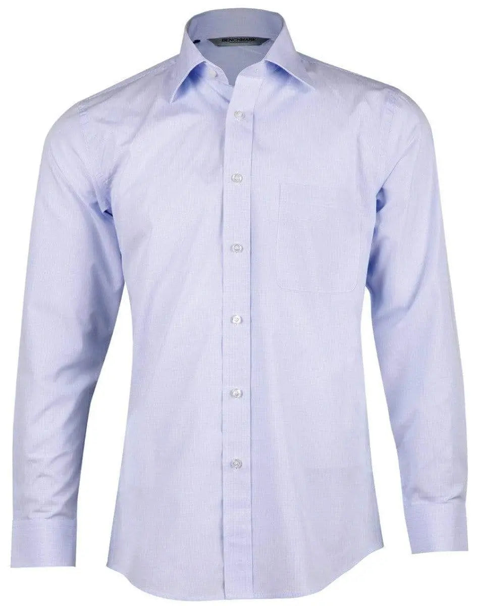 BENCHMARK Men’s Mini Check Premium cotton long sleeve shirt M7362 Metro Workwear.