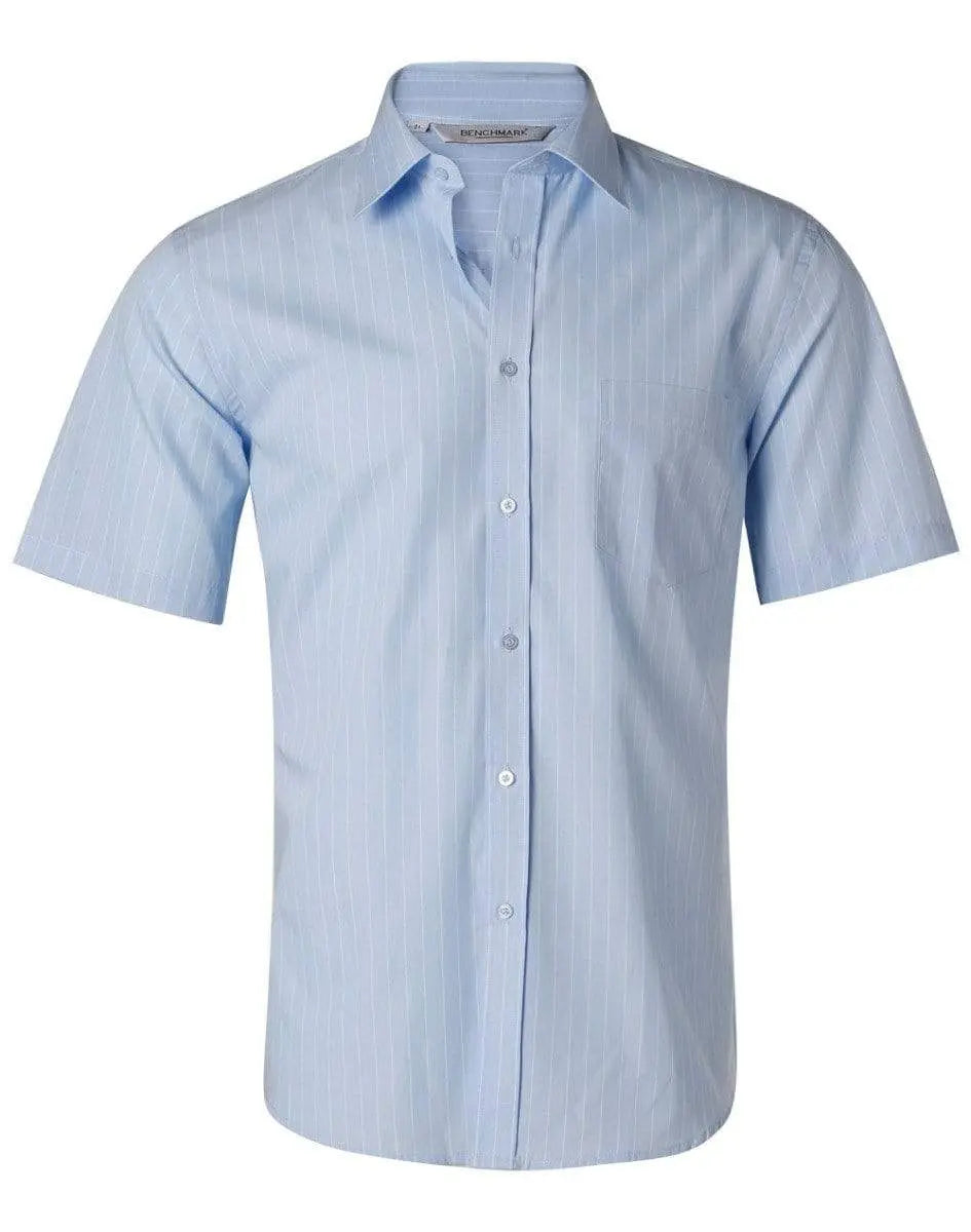 BENCHMARK Men's Pin Stripe Short Sleeve Shirt M7221 Metro Workwear.