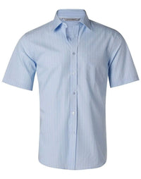 BENCHMARK Men's Pin Stripe Short Sleeve Shirt M7221 Metro Workwear.