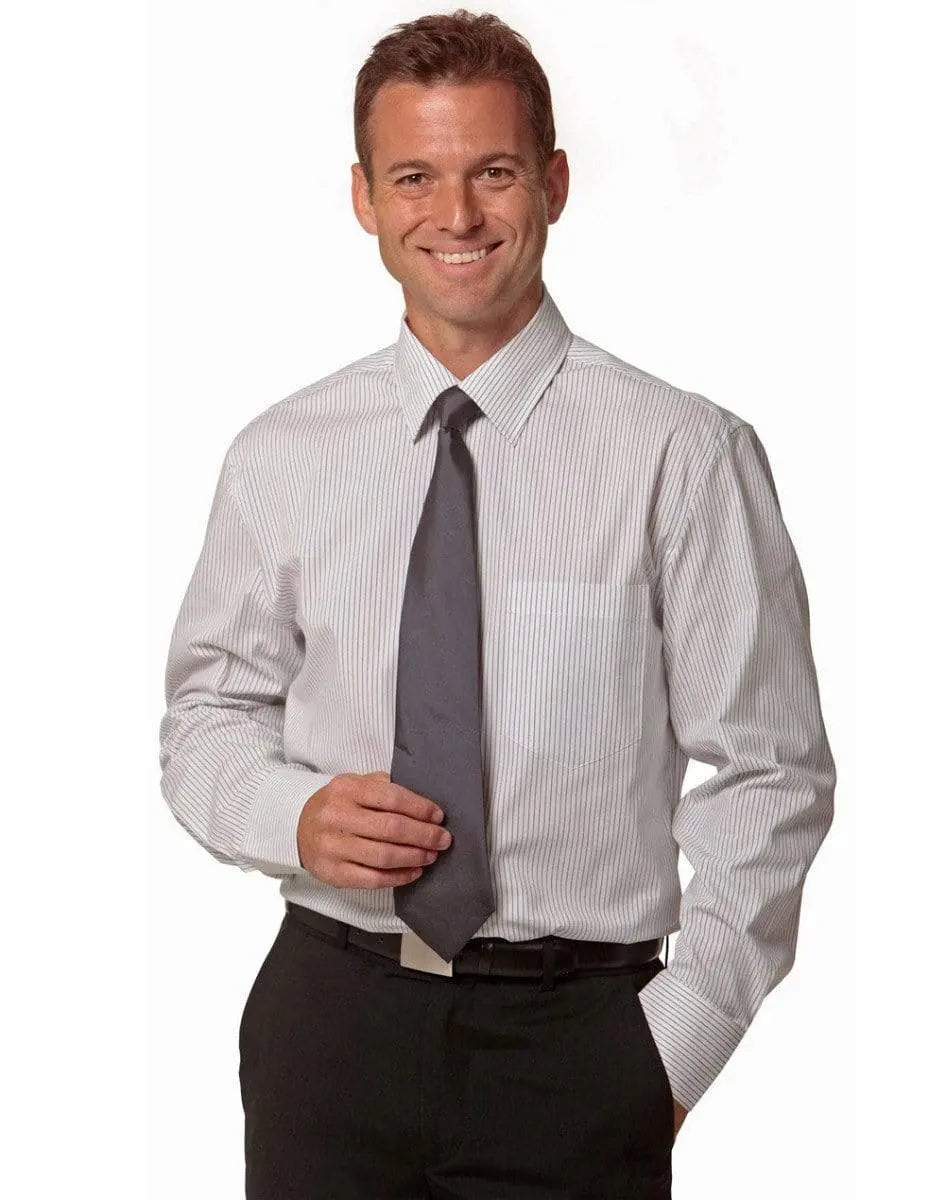 BENCHMARK Men's Ticking Stripe Long Sleeve Shirt M7200L Metro Workwear.