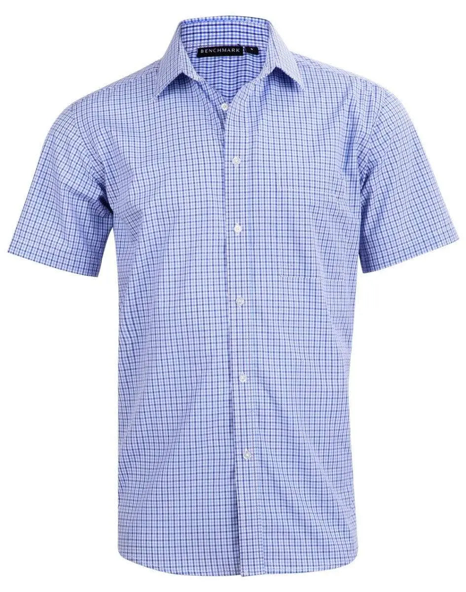 BENCHMARK Men’s Two Tone Gingham Short Sleeve Shirt M7320S Metro Workwear.