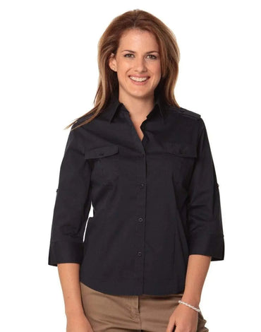 BENCHMARK Women's 3/4 Sleeve Military Shirt M8913 Metro Workwear.
