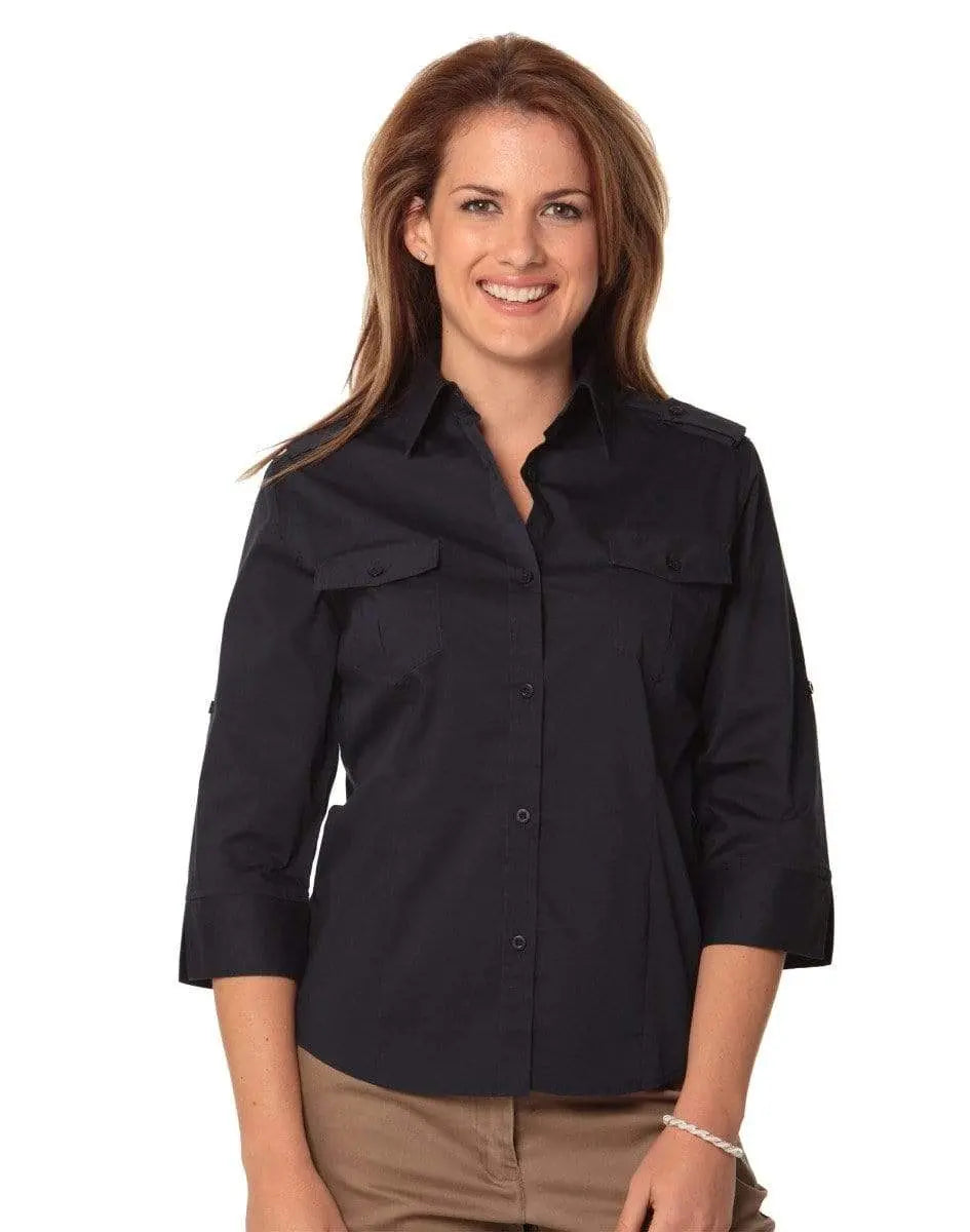 BENCHMARK Women's 3/4 Sleeve Military Shirt M8913 Metro Workwear.