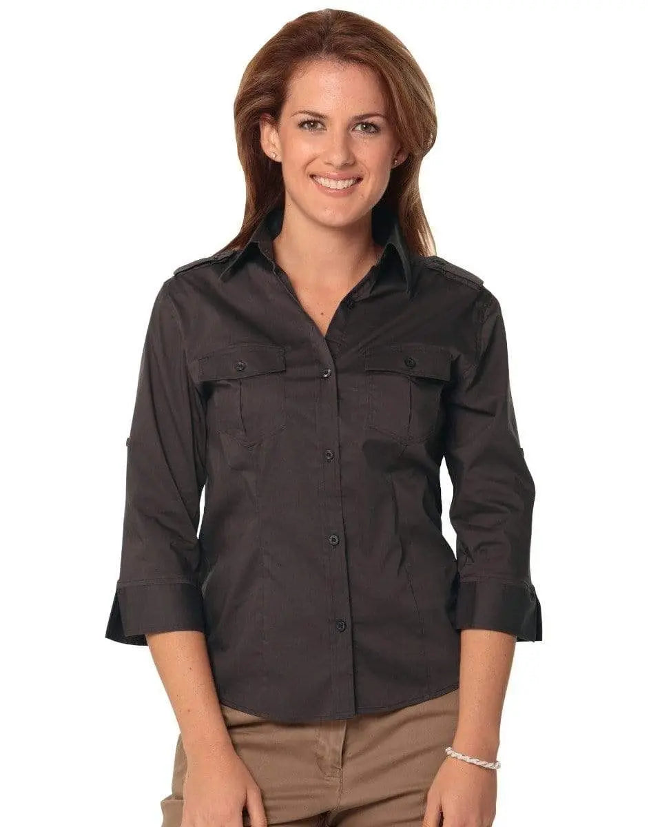 BENCHMARK Women's 3/4 Sleeve Military Shirt M8913 Metro Workwear.
