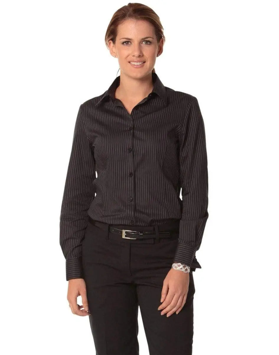 BENCHMARK Women's Dobby Stripe long sleeve shirt M8132 Metro Workwear.