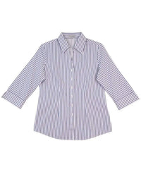 BENCHMARK Women's Executive Sateen Stripe 3/4 Sleeve Shirt M8310Q Metro Workwear.