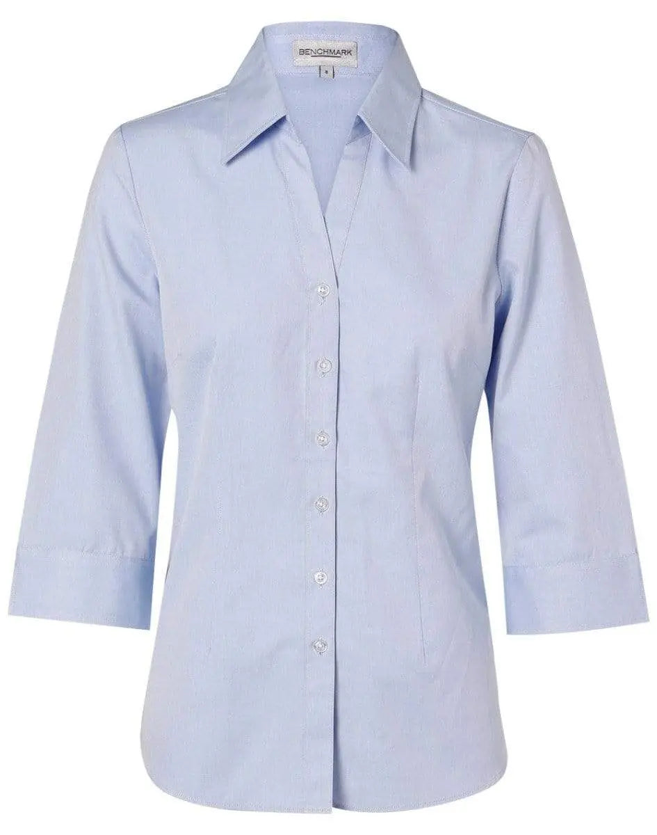 BENCHMARK Women's Fine Chambray 3/4 Sleeve Shirt M8013 Metro Workwear.