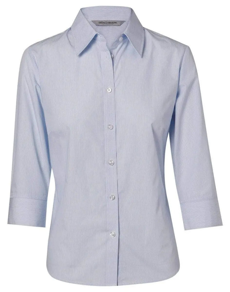 BENCHMARK Women's Fine Stripe 3/4 Sleeve Shirt M8213 Metro Workwear.