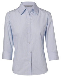 BENCHMARK Women's Fine Stripe 3/4 Sleeve Shirt M8213 Metro Workwear.