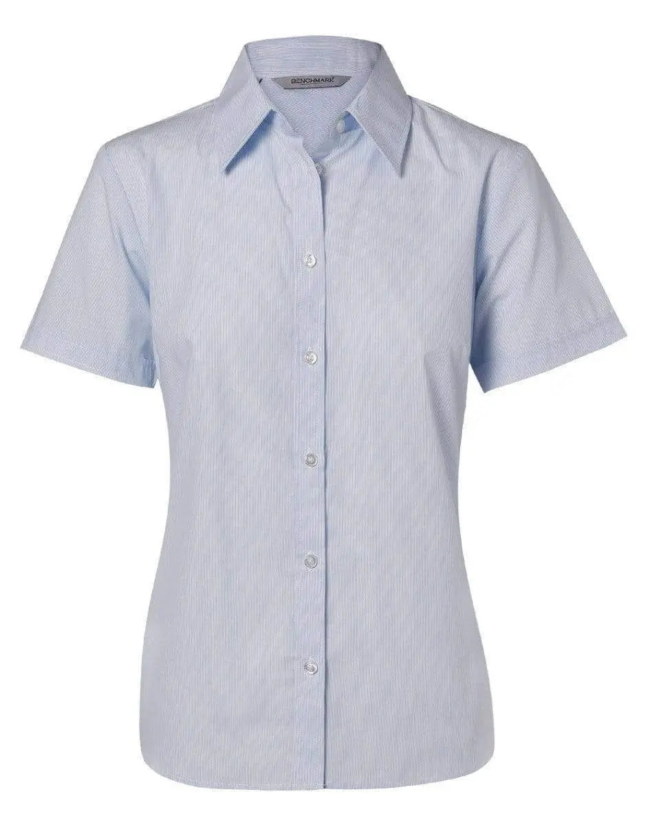 BENCHMARK Women's Fine Stripe Short Sleeve Shirt M8211 Metro Workwear.