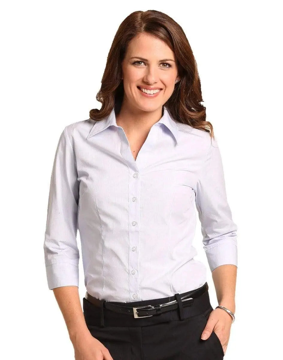 BENCHMARK Women's Mini Check 3/4 Shirt M8360Q Metro Workwear.