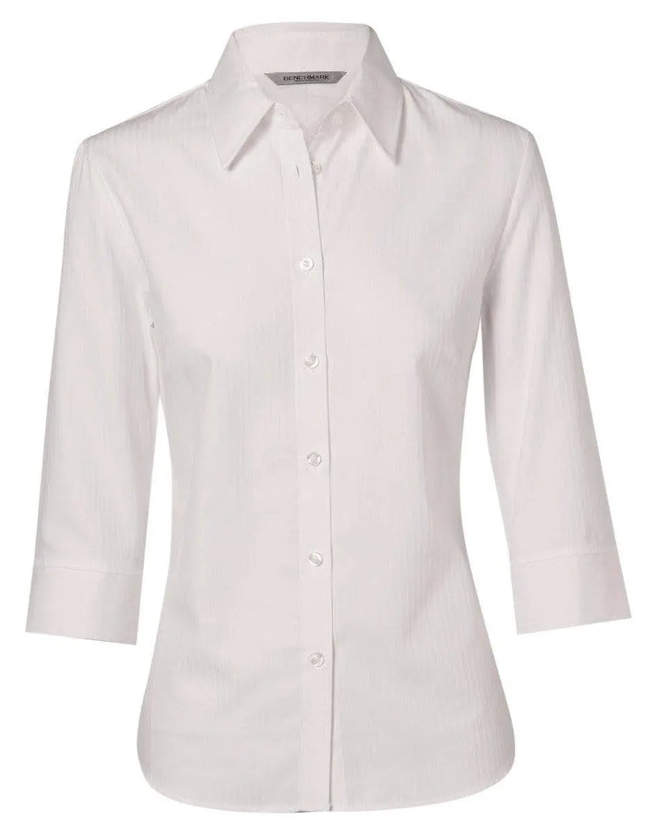 BENCHMARK Women's Mini Herringbone 3/4 Sleeve Shirt M8113 Metro Workwear.