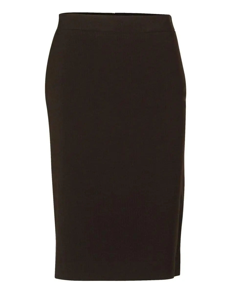 BENCHMARK Women's Poly/Viscose Stretch Stripe Mid Length Lined Pencil Skirt M9472 Metro Workwear.