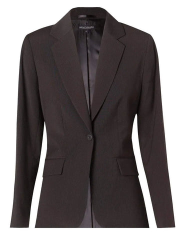 BENCHMARK Women's Poly/Viscose Stretch Stripe One Button Cropped Jacket M9208 Metro Workwear.