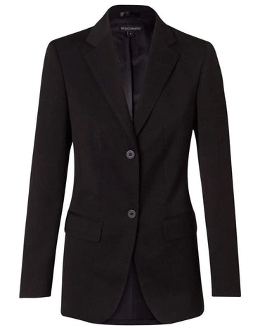 BENCHMARK Women's Poly/Viscose Stretch Two Buttons Mid Length Jacket M9206 Metro Workwear.