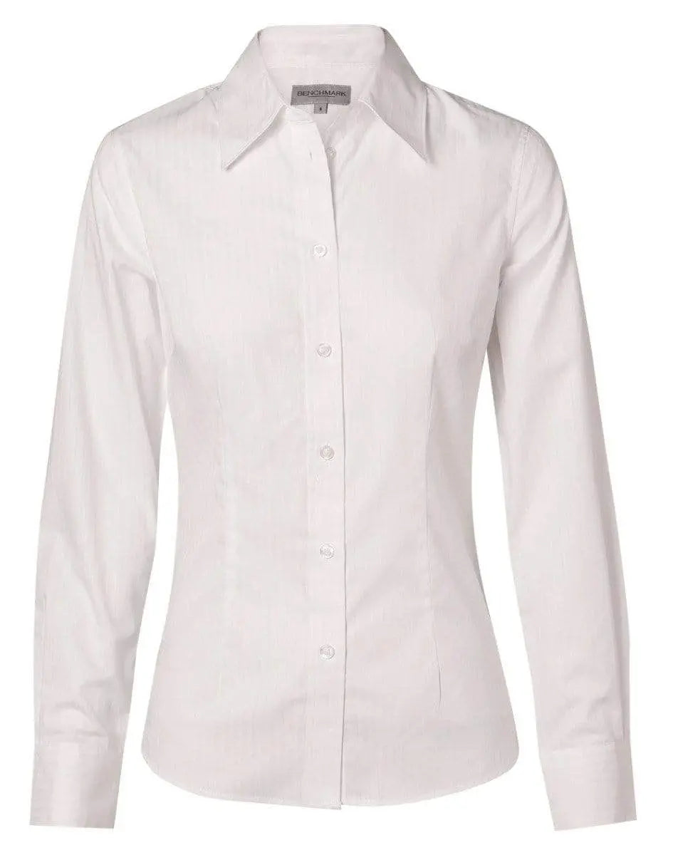 BENCHMARK Women's Self Stripe Long Sleeve Shirt M8100L Metro Workwear.