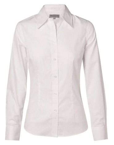 BENCHMARK Women's Self Stripe Long Sleeve Shirt M8100L Metro Workwear.