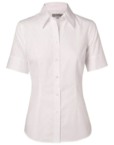 BENCHMARK Women's Self Stripe Short Sleeve Shirt M8100S Metro Workwear.