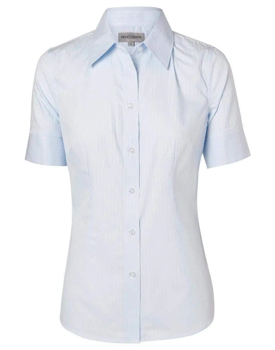BENCHMARK Women's Self Stripe Short Sleeve Shirt M8100S Metro Workwear.