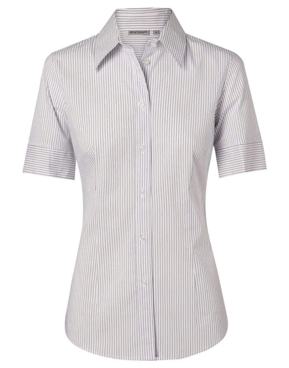 BENCHMARK Women's Ticking Stripe Short Sleeve Shirt M8200S Metro Workwear.