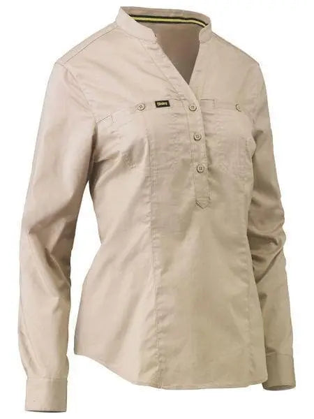 Bisley Women's Stretch V-neck Closed Front Shirt BLC6063 Metro Workwear.