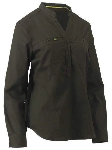 Bisley Women's Stretch V-neck Closed Front Shirt BLC6063 Metro Workwear.