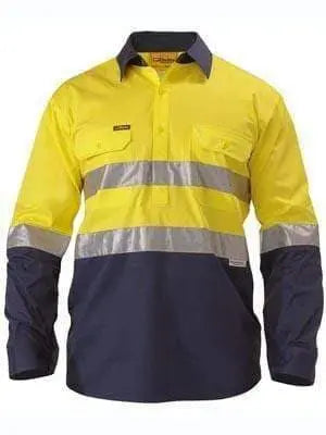 Bisley Workwear Long Sleeve 3m Taped Closed Front Cool Lightweight Hi Vis Shirt BSC6896