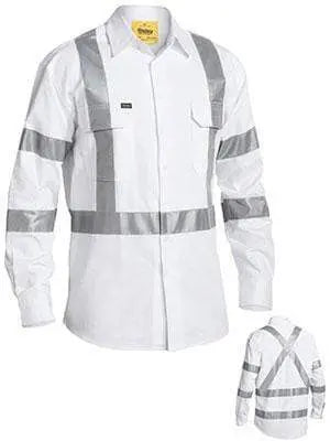Bisley Workwear 3m Taped Night Cotton Drill Shirt Long Sleeve BS6807T Metro Workwear.
