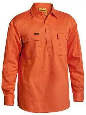 Bisley Workwear Closed Front Long Sleeve Cotton Drill Shirt BSC6433 Metro Workwear.