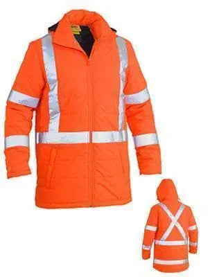 Bisley Workwear Taped Hi Vis Puffer Jacket With X Back (Shower Proof) BJ6379XT Metro Workwear.