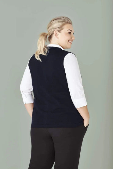 BizCare Womens Button Front Knit Vest CK961LV