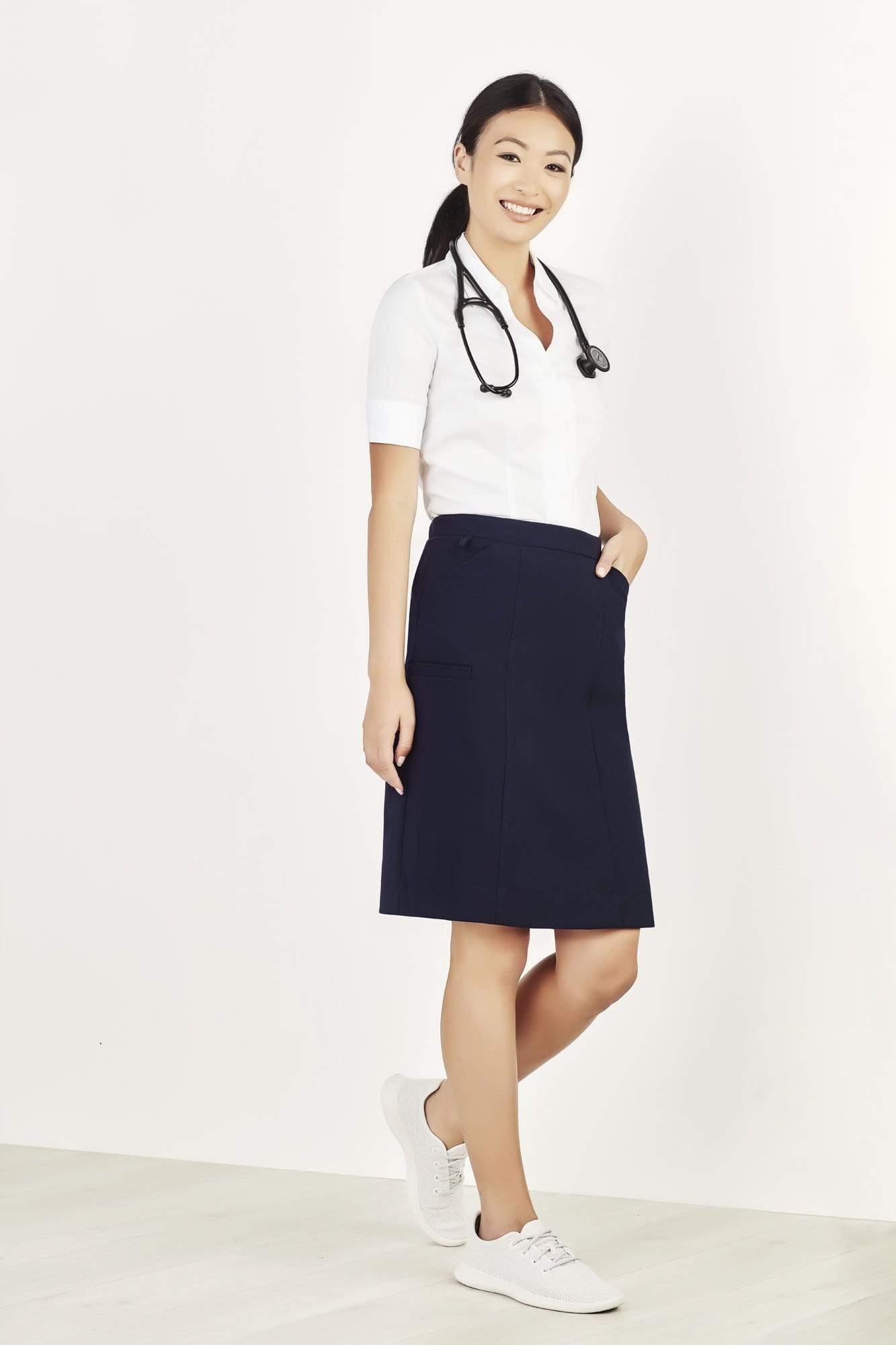 Biz Care Womens Comfort Waist Cargo Doctor Nurse Skirt CL956LS Metro Workwear.