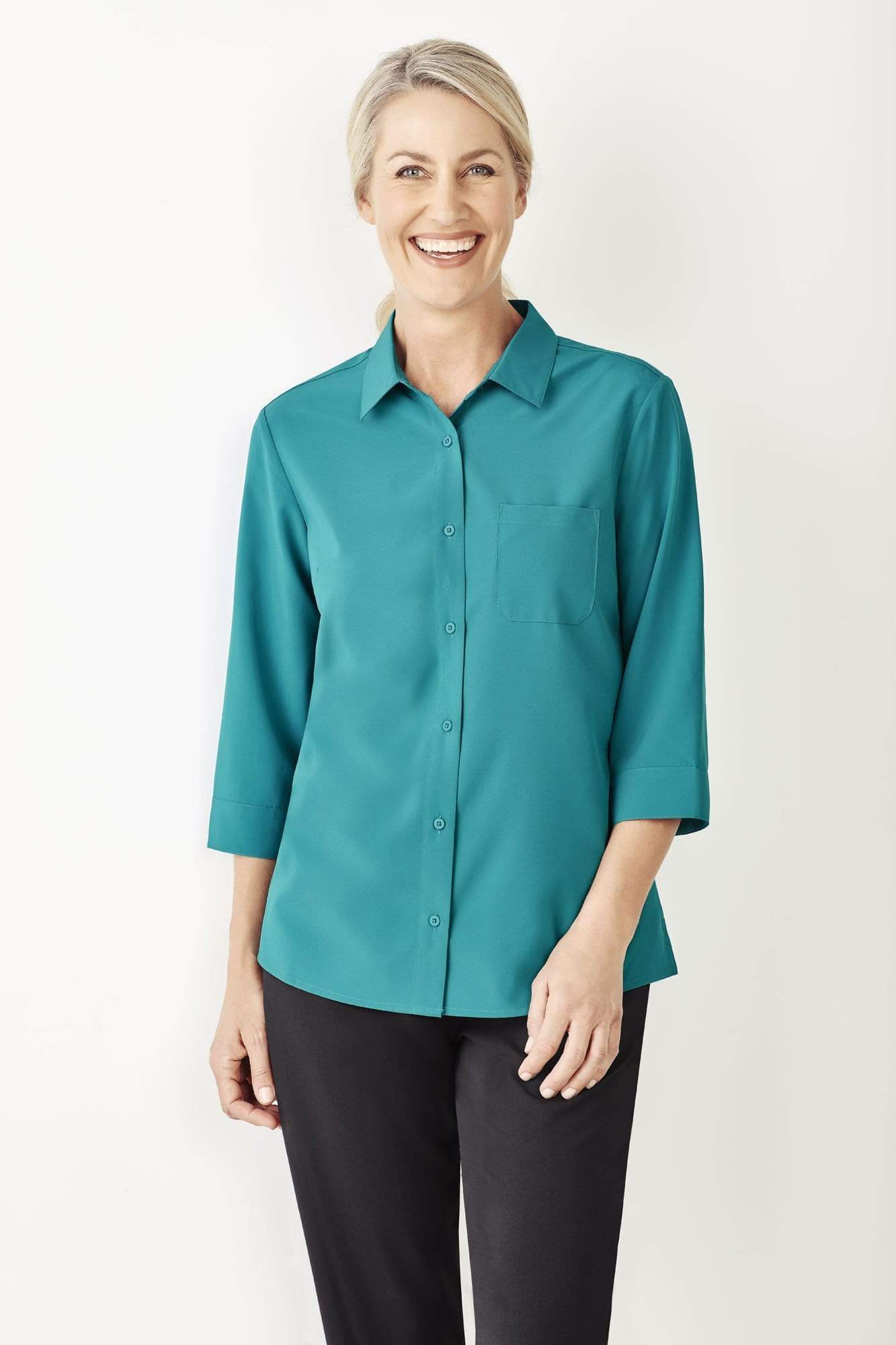 Biz Care Womens Easy Stretch 3/4 Sleeve Shirt CS951LT Metro Workwear.