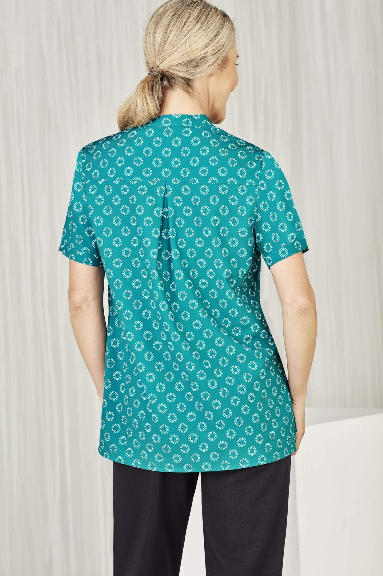 Biz Care Womens Easy Stretch Daisy Print Tunic CS950LS Metro Workwear.
