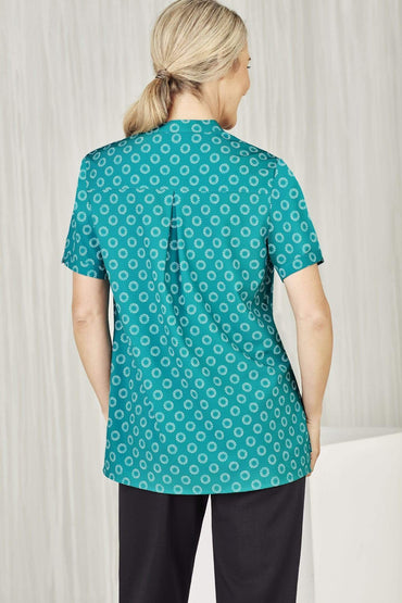 Biz Care Womens Easy Stretch Daisy Print Tunic CS950LS Metro Workwear.