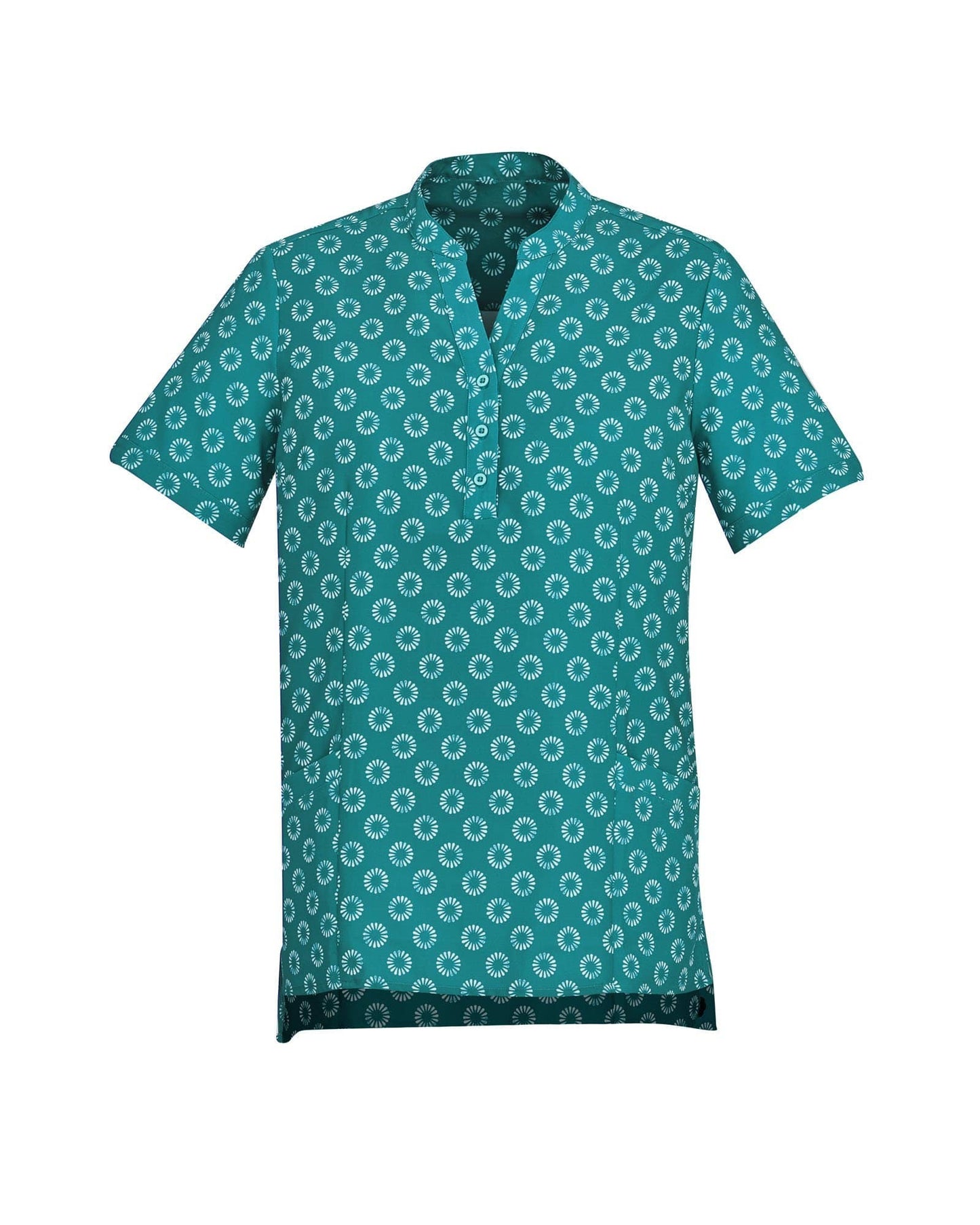 Biz Care Womens Easy Stretch Daisy Print Tunic CS950LS Metro Workwear.