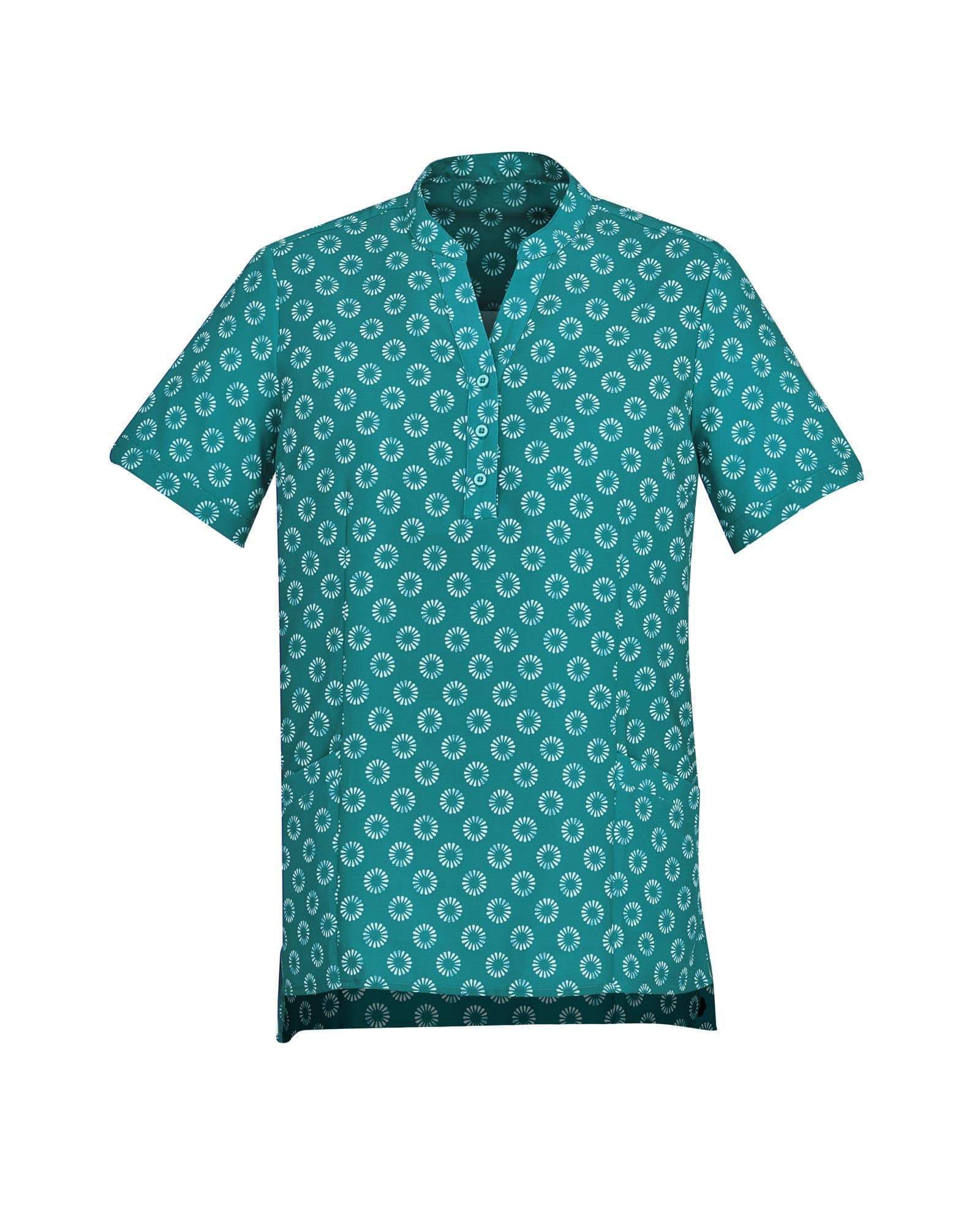 Biz Care Womens Easy Stretch Daisy Print Tunic CS950LS Metro Workwear.