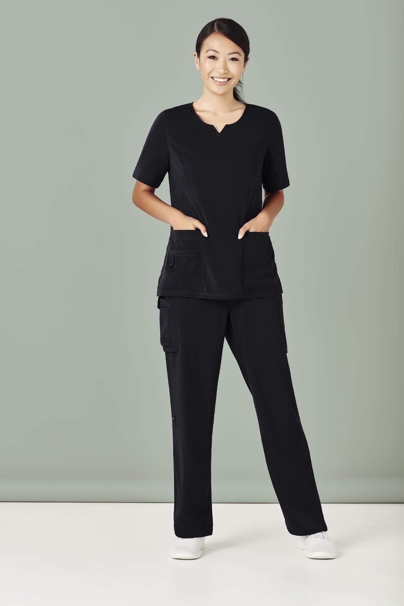 Biz Care Womens  Avery Tailored Fit Round Neck Scrub Top CST942LS Metro Workwear.