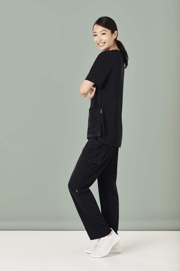 Biz Care Womens  Avery Tailored Fit Round Neck Scrub Top CST942LS Metro Workwear.