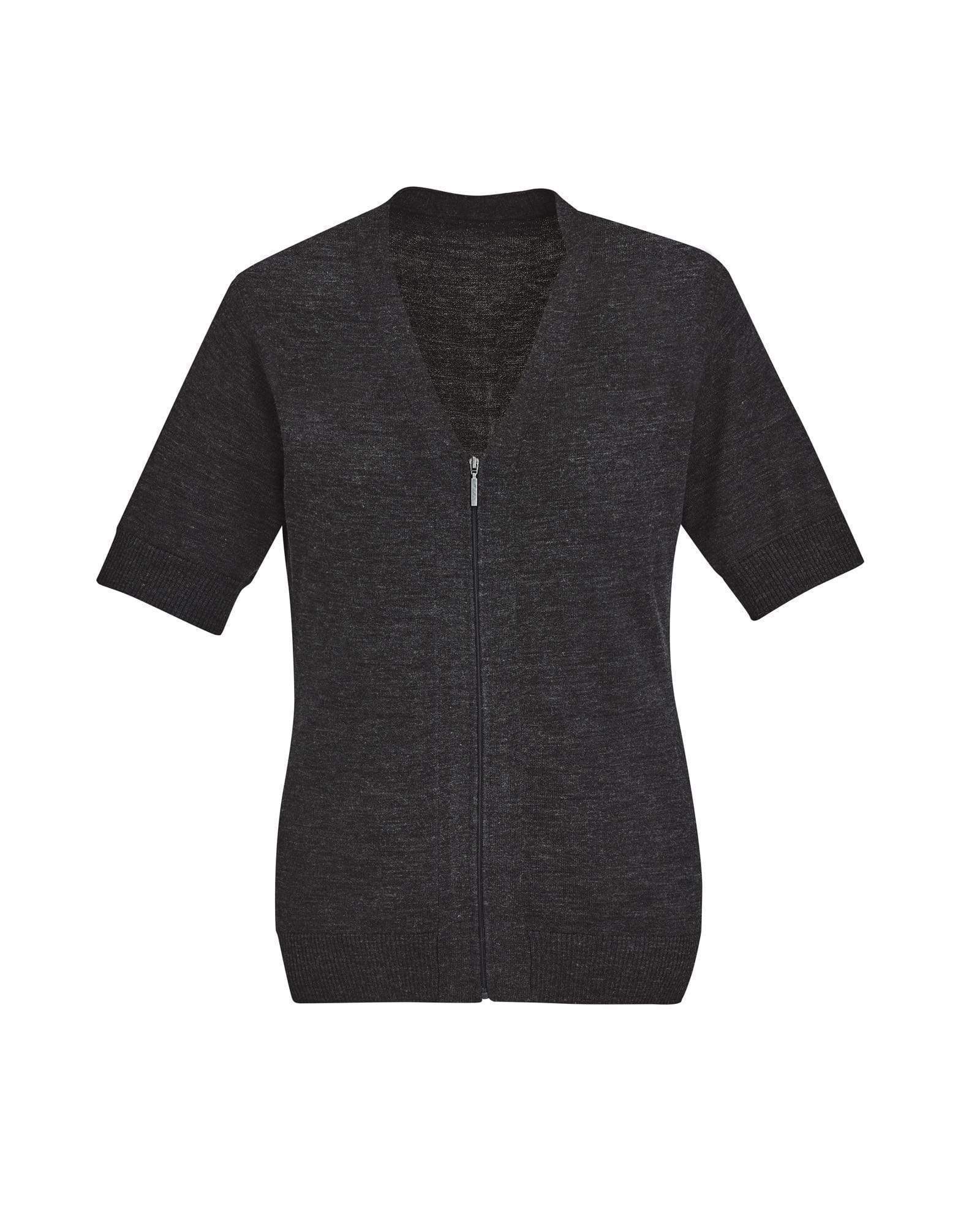 Biz Care Womens Zip Front Short Sleeve Knit CK962LC Metro Workwear.