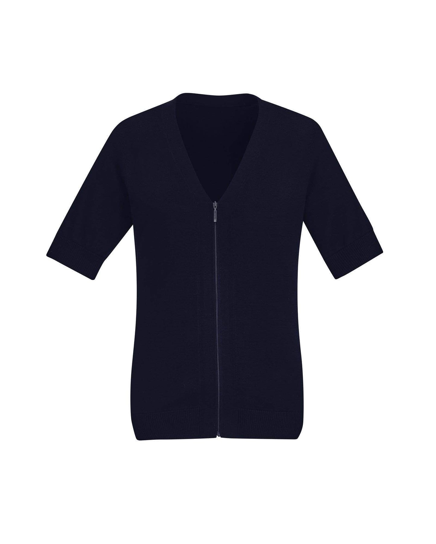 Biz Care Womens Zip Front Short Sleeve Knit CK962LC Metro Workwear.