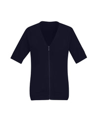 Biz Care Womens Zip Front Short Sleeve Knit CK962LC Metro Workwear.