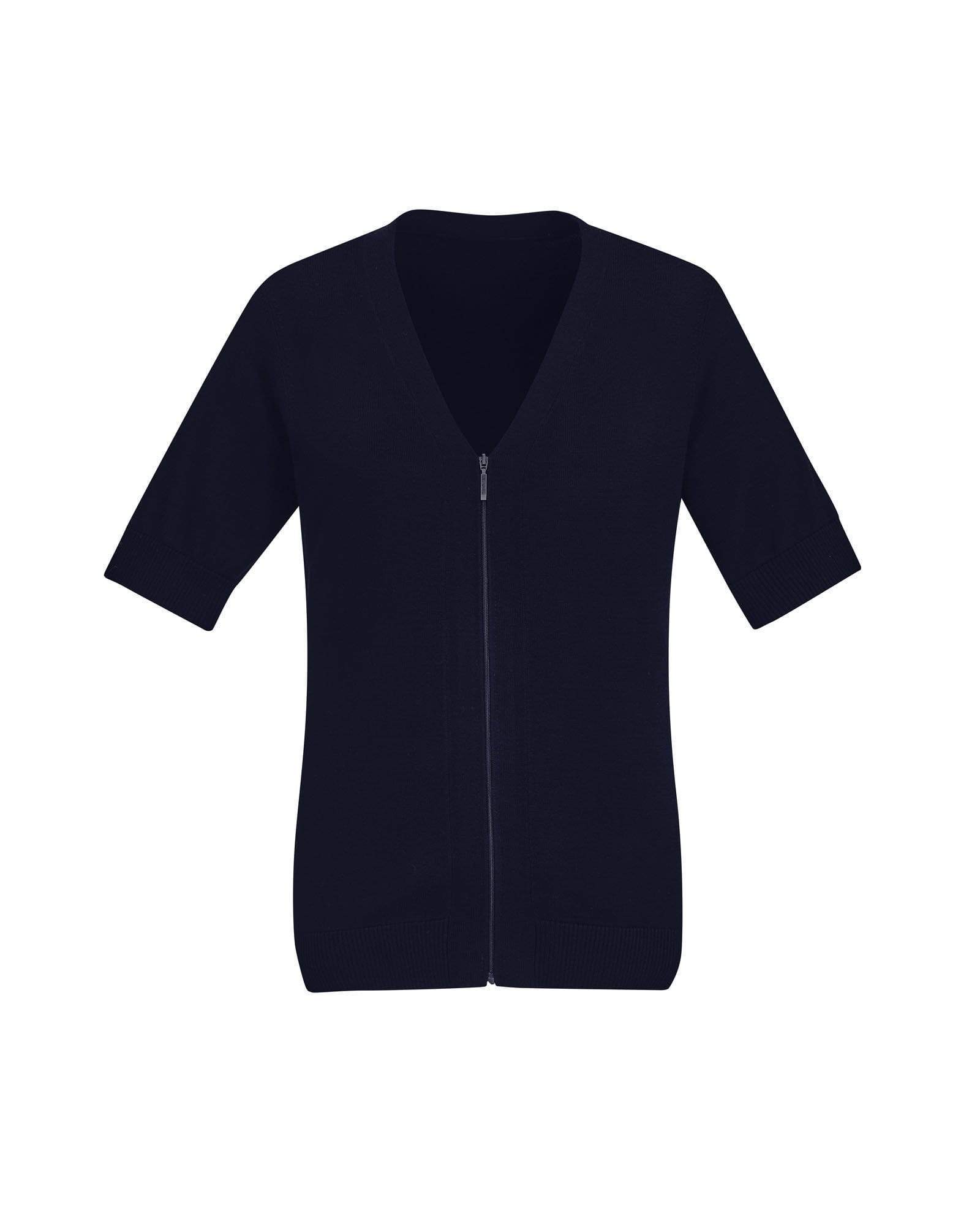 Biz Care Womens Zip Front Short Sleeve Knit CK962LC Metro Workwear.